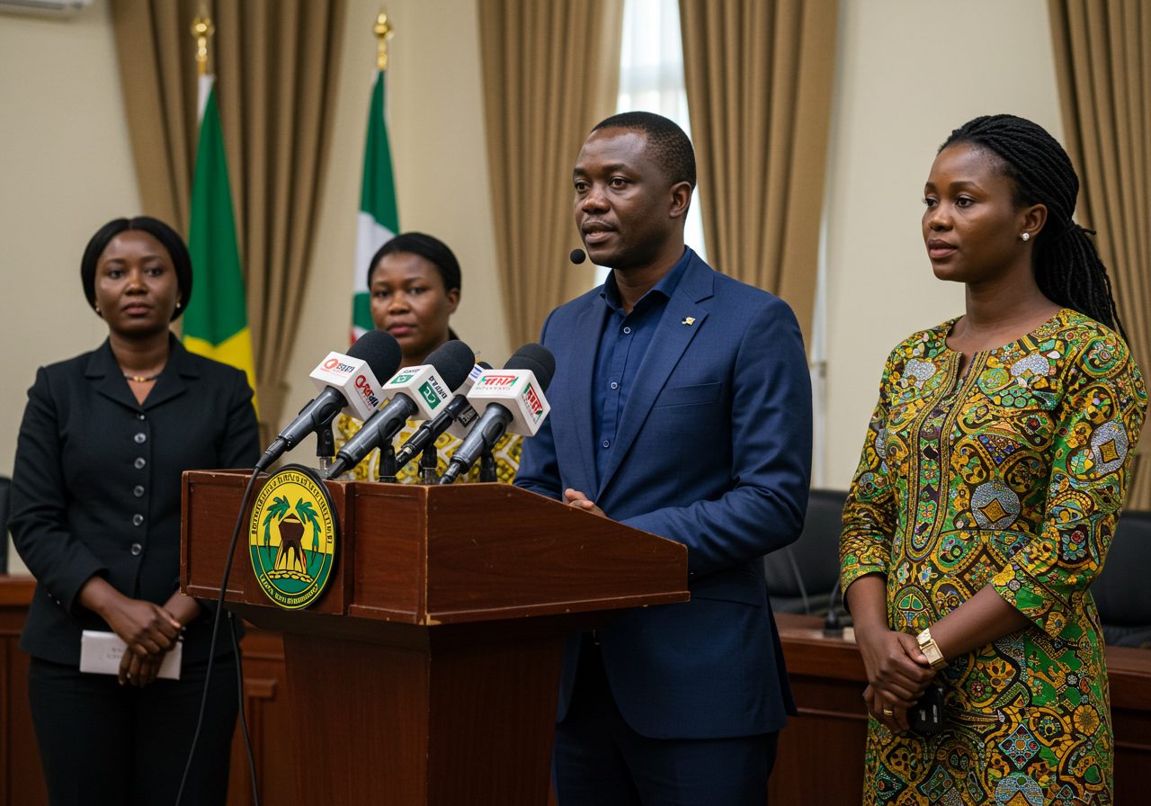 Spokesperson engaging journalists at a press briefing
